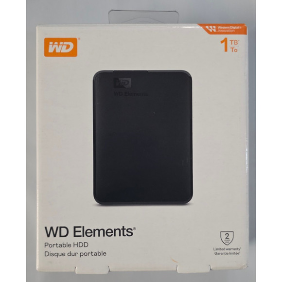 WD 1TB Elements Portable USB 3.2 Gen 1 Hard Drive HDD - WDBUZG0010BBK-WESN - Picture 1 of 5